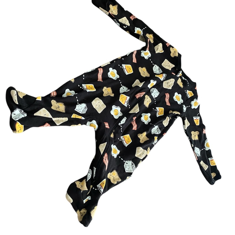 Kids Black Breakfast Print One Piece